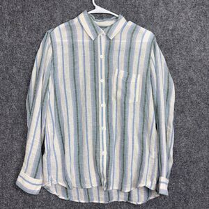 Rails Charli Catania Stripe Shirt Womens Size M Lightwieght Linen Blend